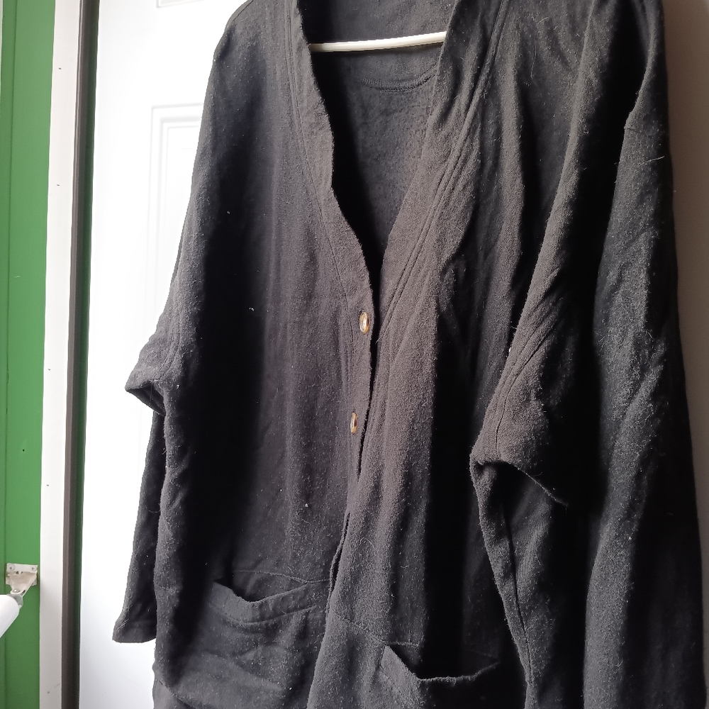 Vintage Basic Editions Black Button Down Cardigan… - image 2